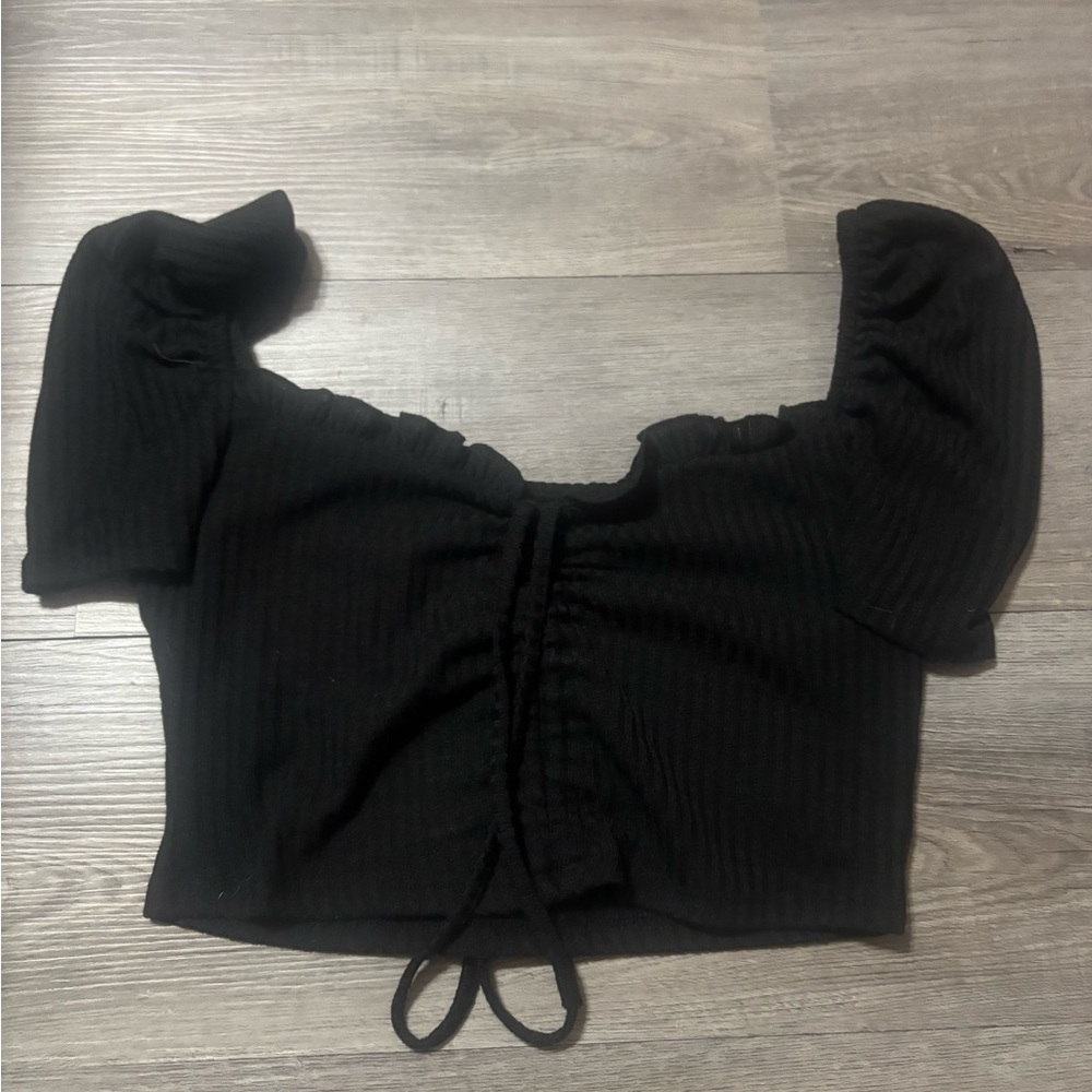 SHEIN Black Ruched Blouse
